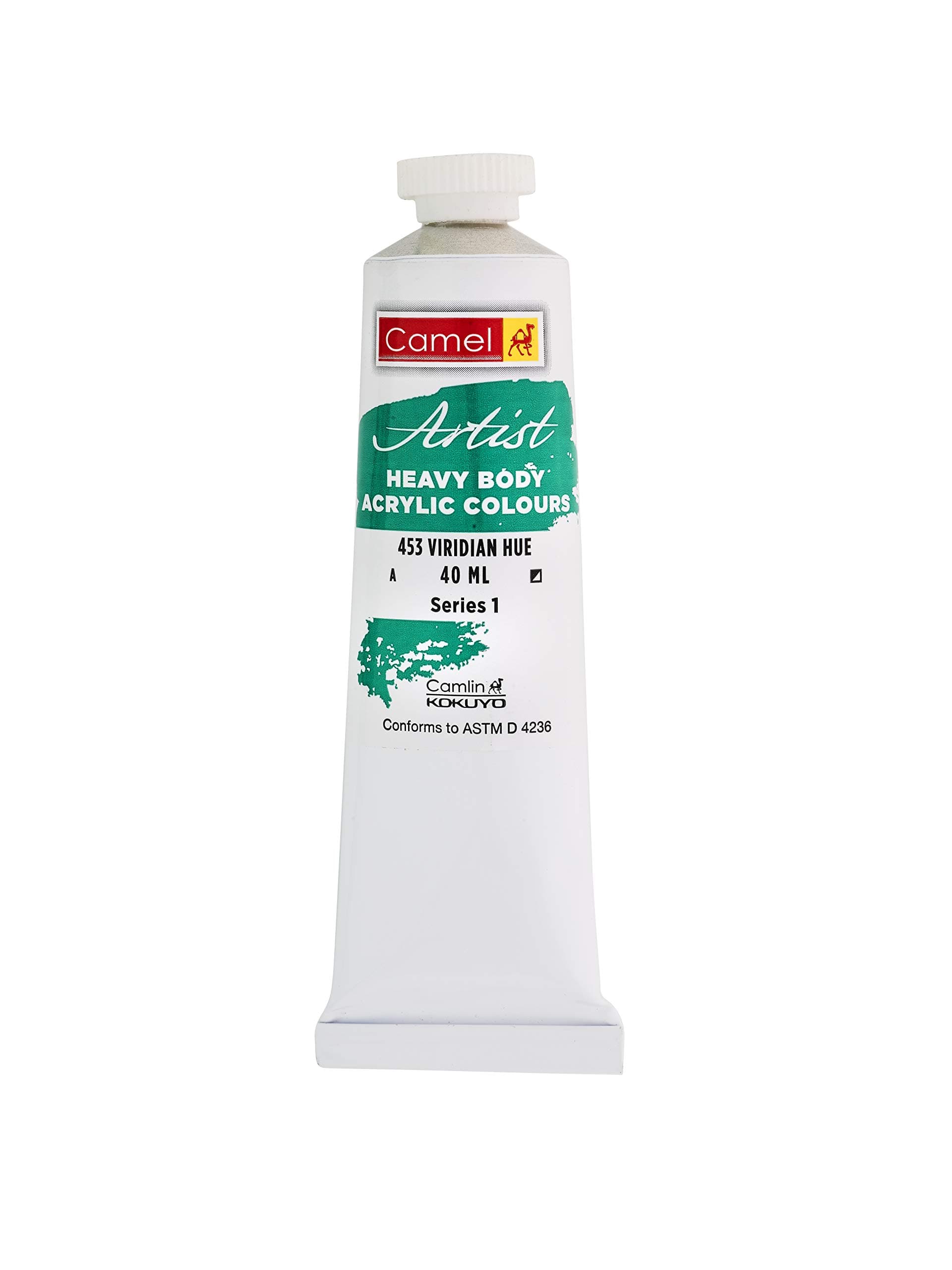 Camel Heavy Body Acrylic Color Viridian hue Series # 1,Tube 40ml