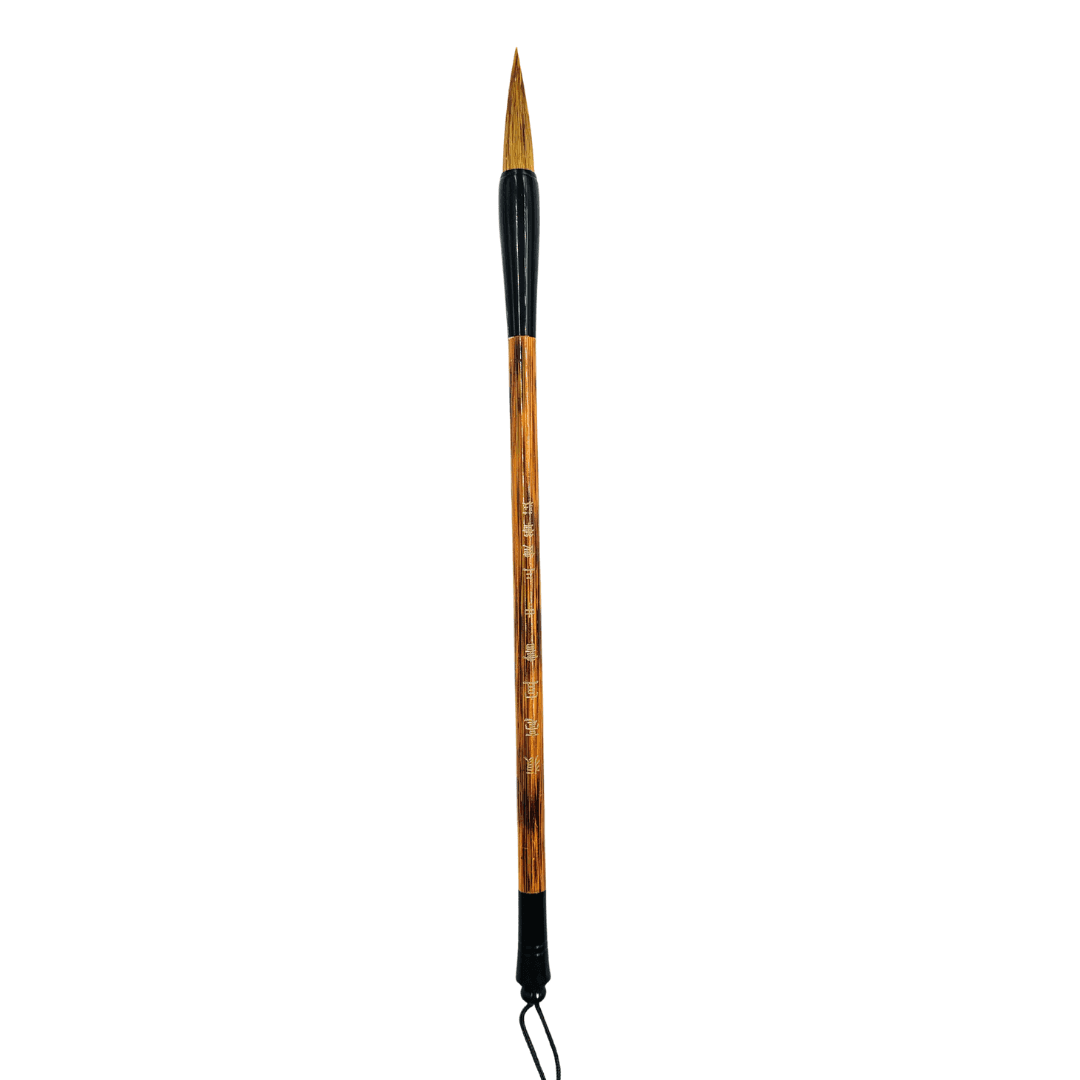 Chinese Mop Brush Medium (Brown Handle Black Ferrule & Brown Hair) for Calligraphy & Watercolors