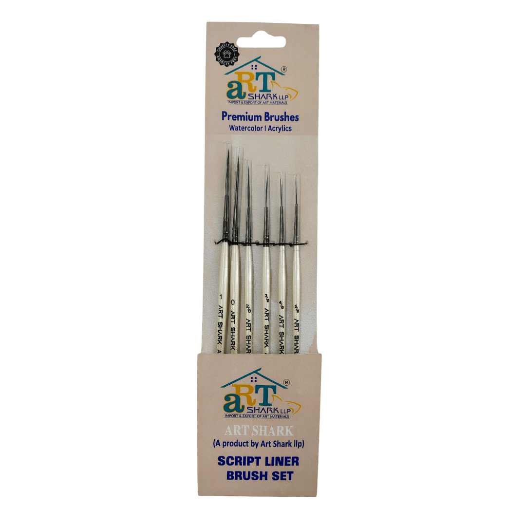 Art Shark Script Liner Brush Set of 6 Pcs for Watercolor, Acrylic & Oil