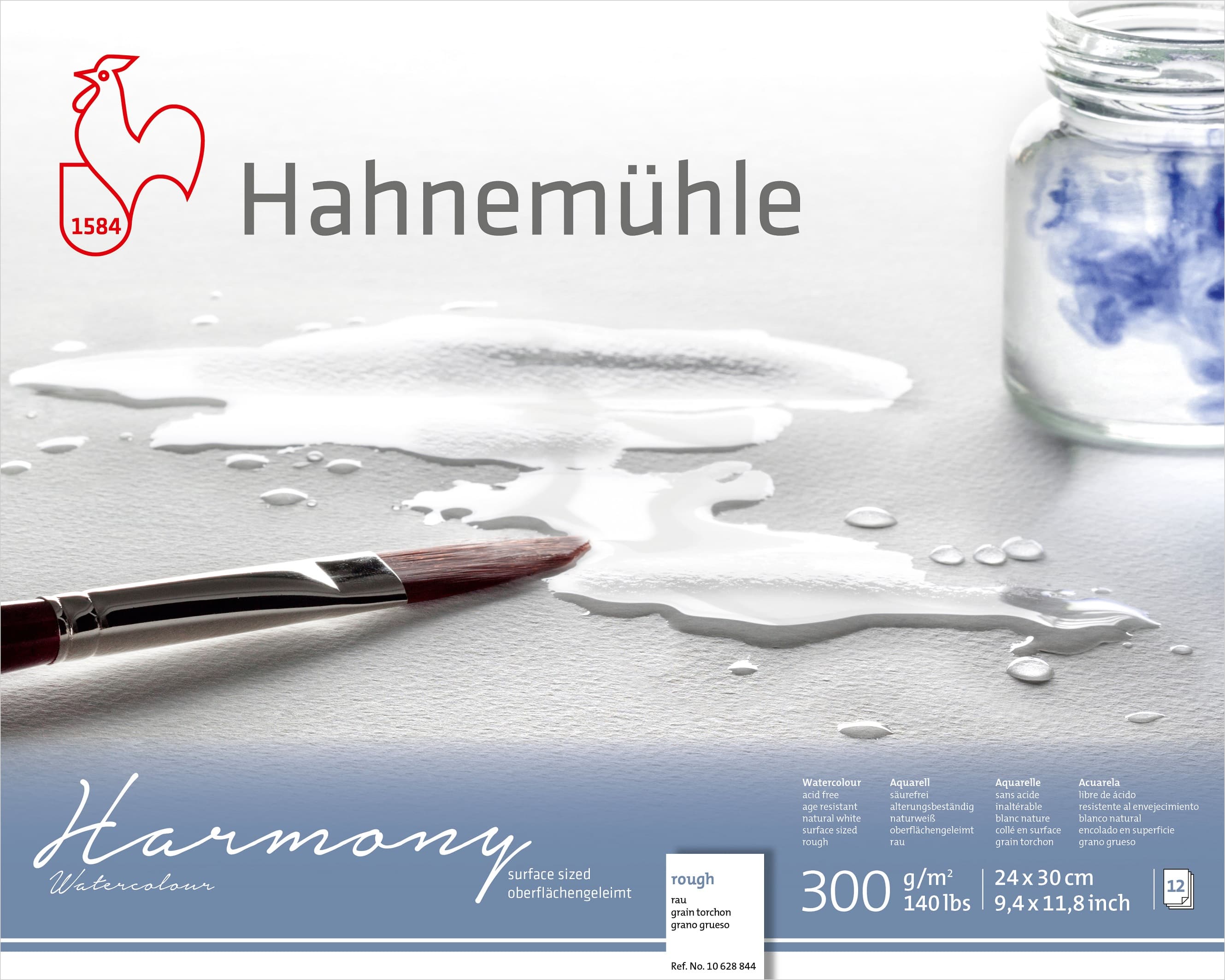 Hahnemühle Harmony Watercolour Paper Block, Cellulose, Rough, 300gsm, 24X 30 cm
