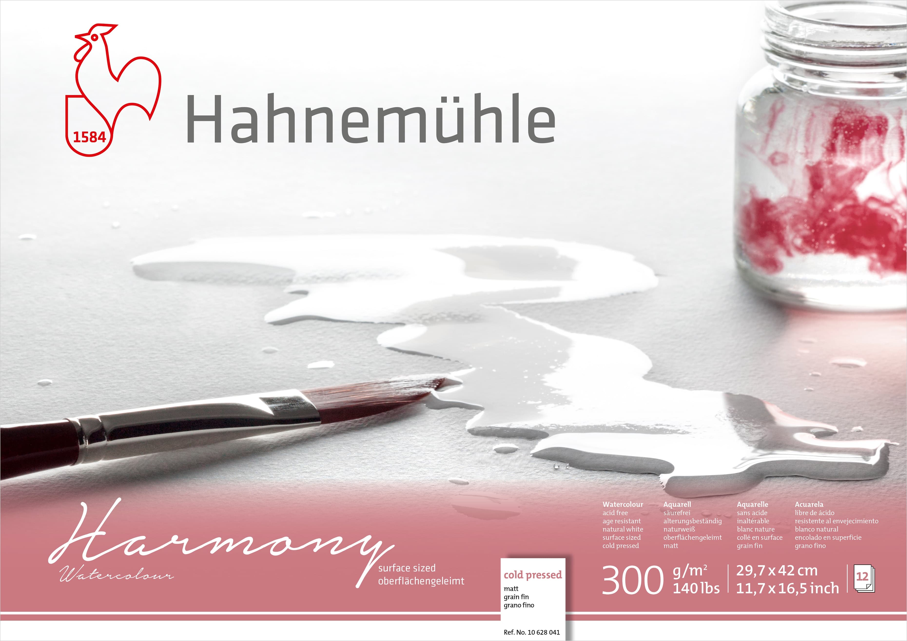 Hahnemühle Harmony Watercolour Paper Block Cellulose , Cold Pressed, 300gsm, A3