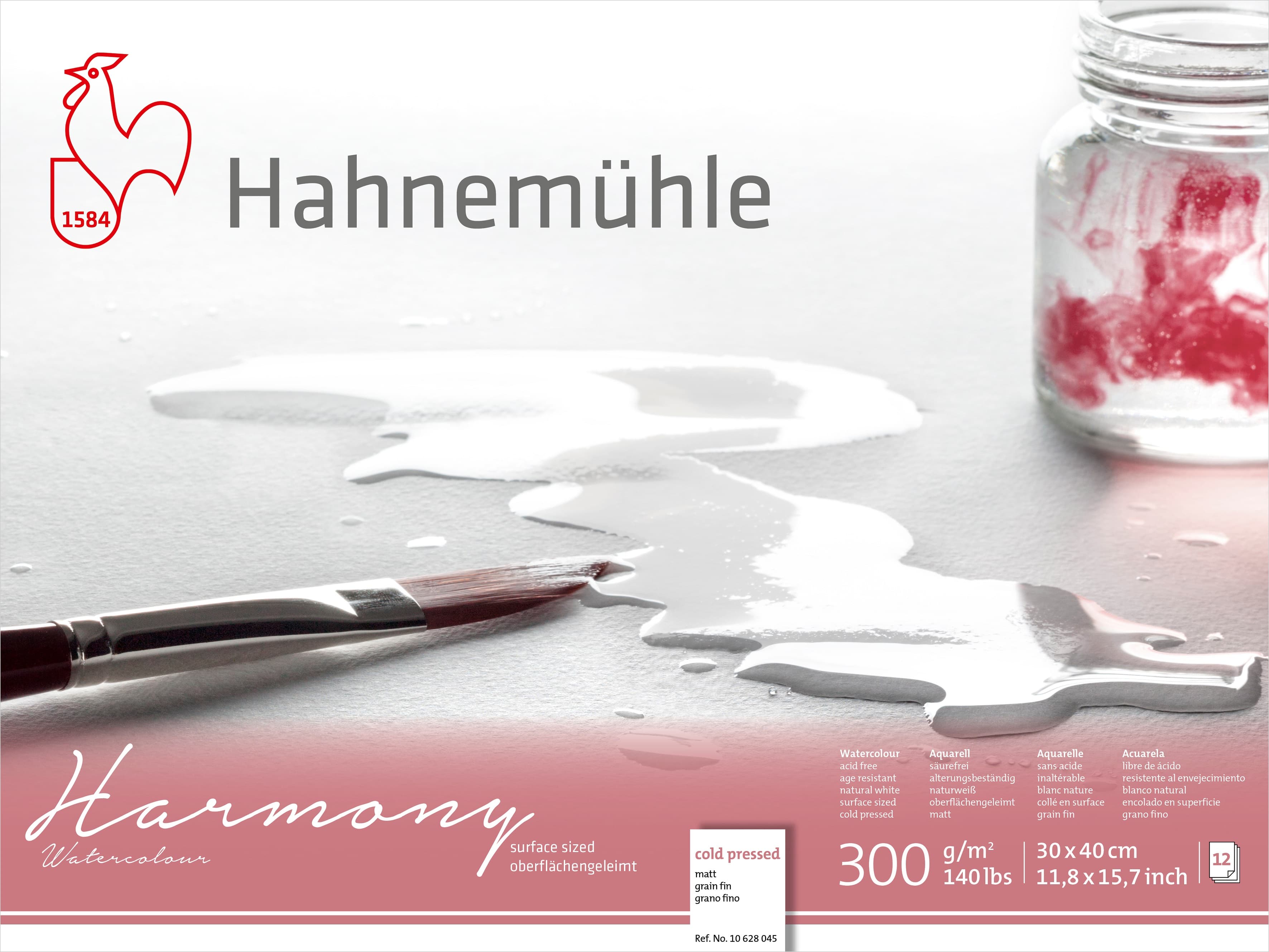Hahnemühle Harmony Watercolour Paper Block Cellulose, Cold Pressed, 300gsm, 30 X 40 cm