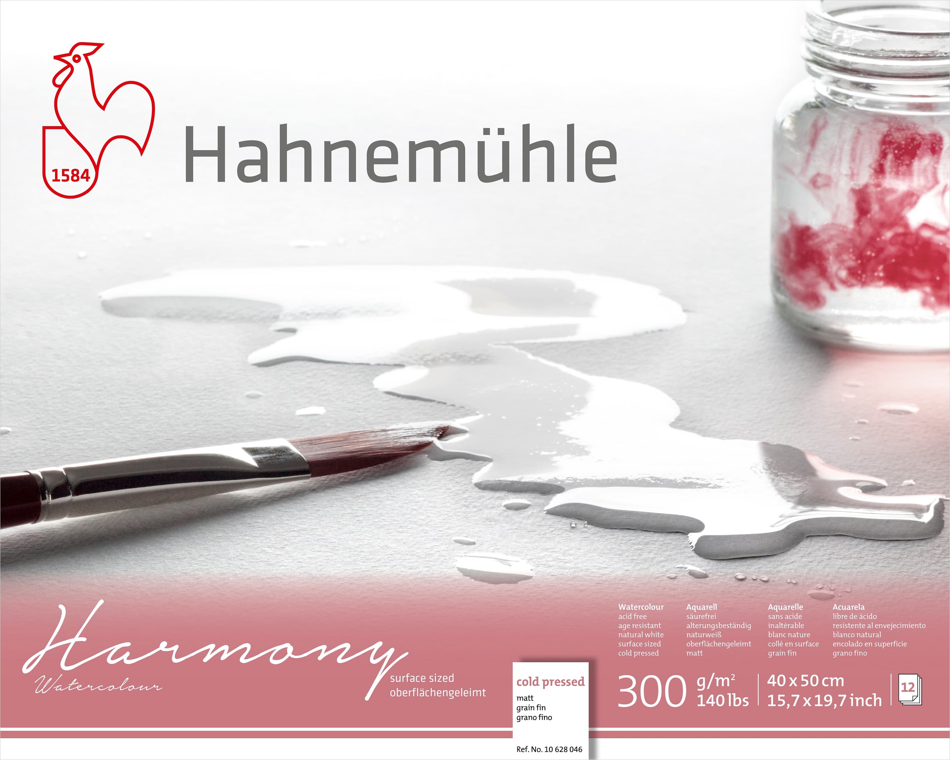 Hahnemühle Harmony Watercolour Paper Block Cellulose, Cold Pressed, 300gsm, 40 X 50 cm