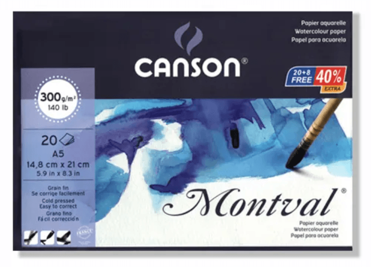 Canson Watercolor Paper Pad, Cold Pressed, 300gsm, A5, (14.8 X 21 cm)