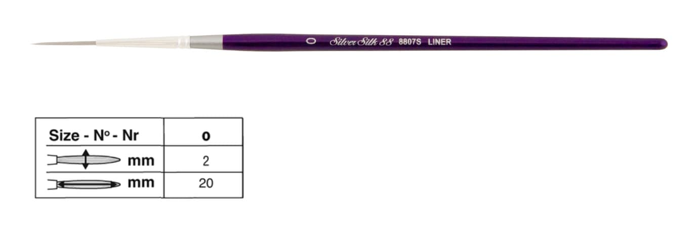 Silver Brush Silver Silk 88 Short Handle Script Liner Size 0 (8807-0)