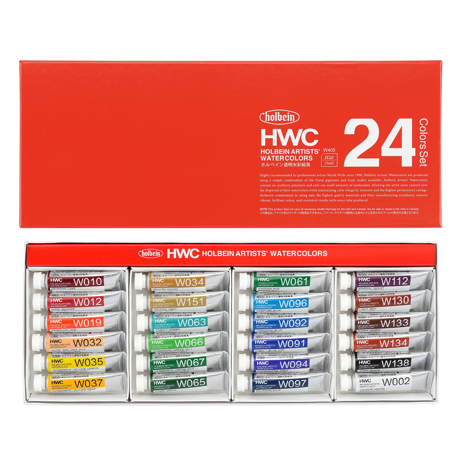 Holbein Artist Watercolor Set Of 24 in 5ml Tubes (W405)