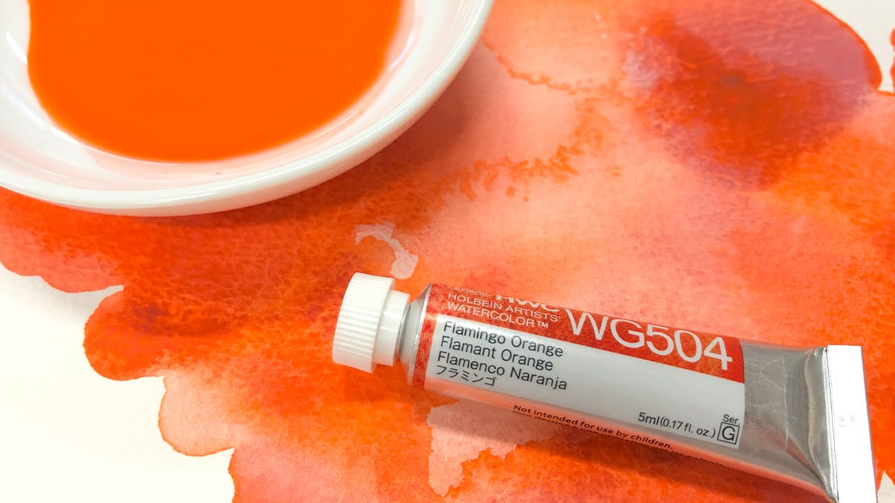 Holbein Granulating Watercolor Flamingo Orange G,15ml Tube, WG604