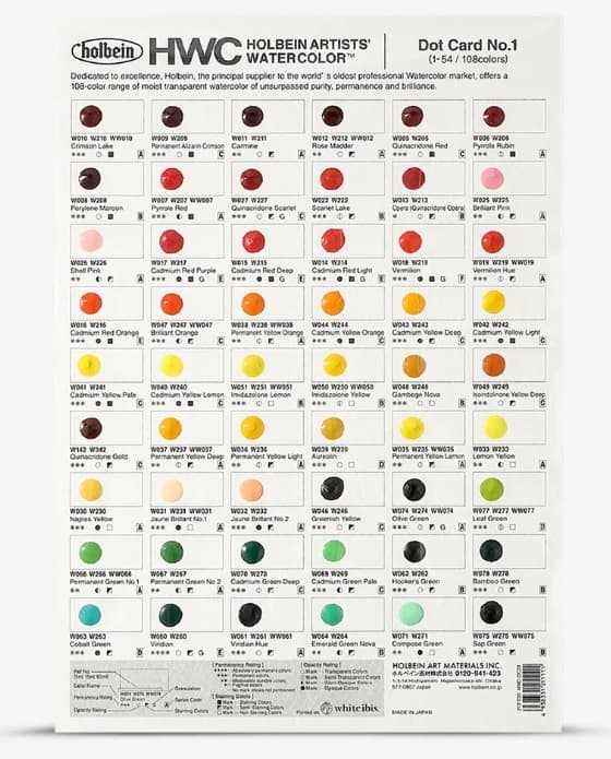 Holbein Artist Watercolour Dot Card Set of 108 (DC01)
