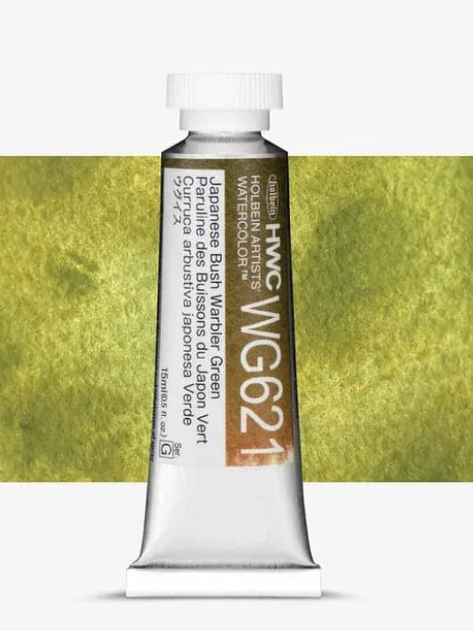 Holbein Granulating Watercolor JP Bush Warbler Green G,15ml Tube, WG621