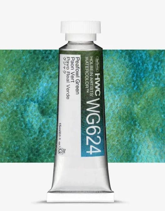 Holbein Granulating Watercolor Peafowl Green G,15ml Tube, WG624