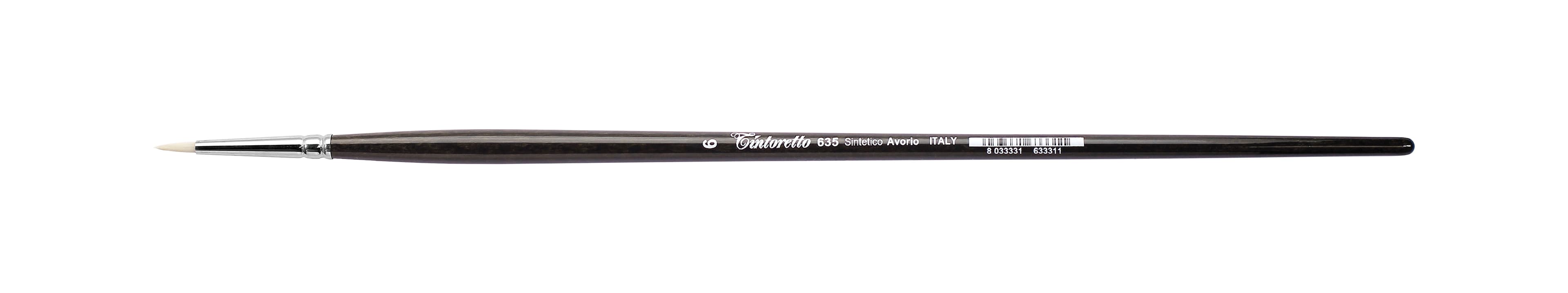 Tintoretto Ivory Synthetic Fiber Round Brush Series 635,Size- 6