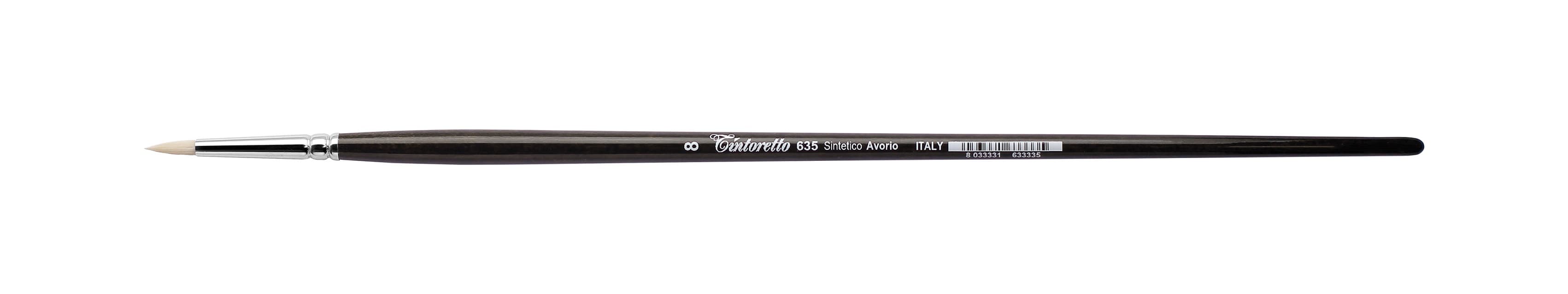 Tintoretto Ivory Synthetic Fiber Round Brush Series 635,Size- 8