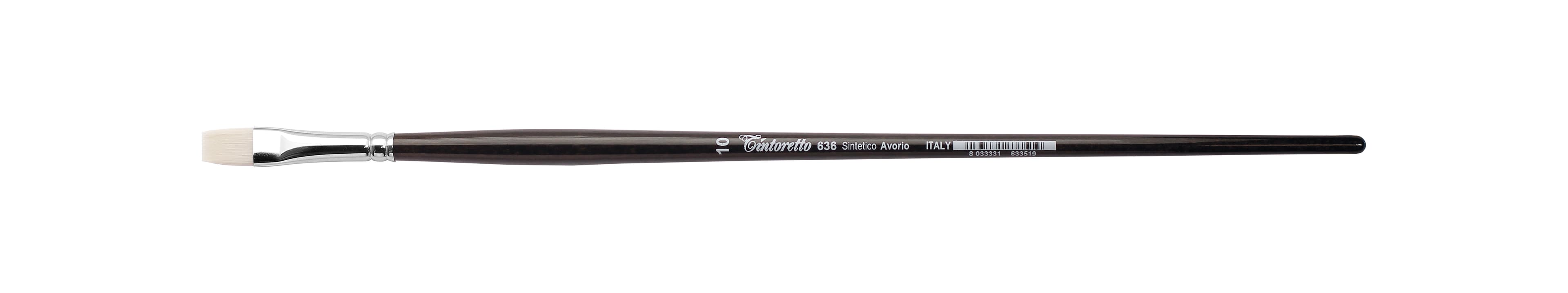 Tintoretto Ivory Synthetic Fiber Flat Brush Series 636, Size- 10