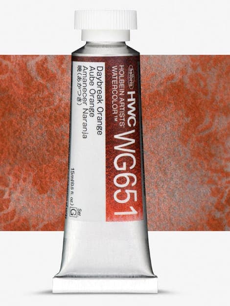 Holbein Granulating Watercolor Daybreak Orange G,15ml Tube,WG651