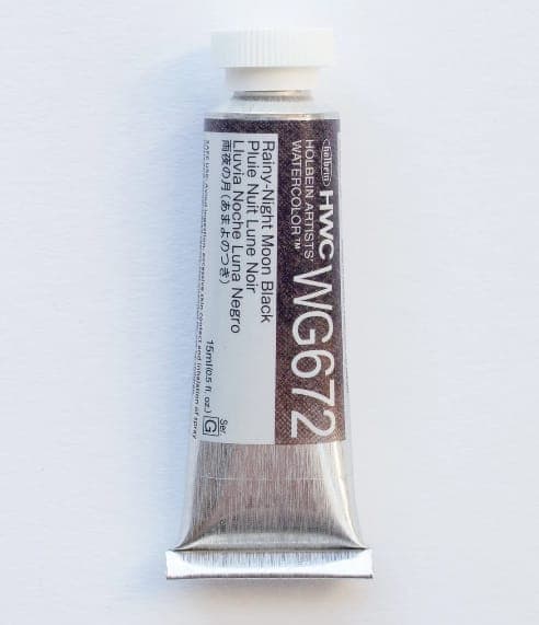 Holbein Granulating Watercolor Rainy-Night Moon Black G,15ml Tube,WG672