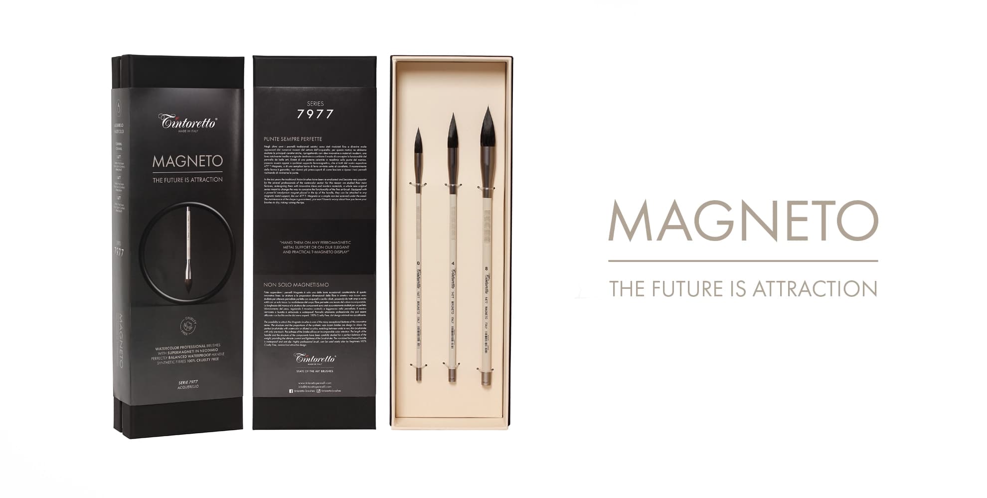 Tintoretto Series 7977 Magnet Brush Selection Kit With 3 Magneto Brushes Sr 1477, Size- 0,4,8