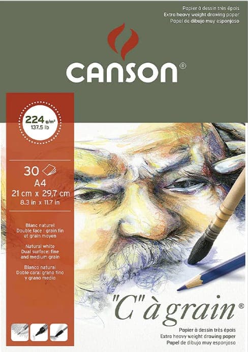 Canson C a' Grain Album- Spiral Bound on Short Side, 224gsm, A4, ( 21 x 29.7cm)