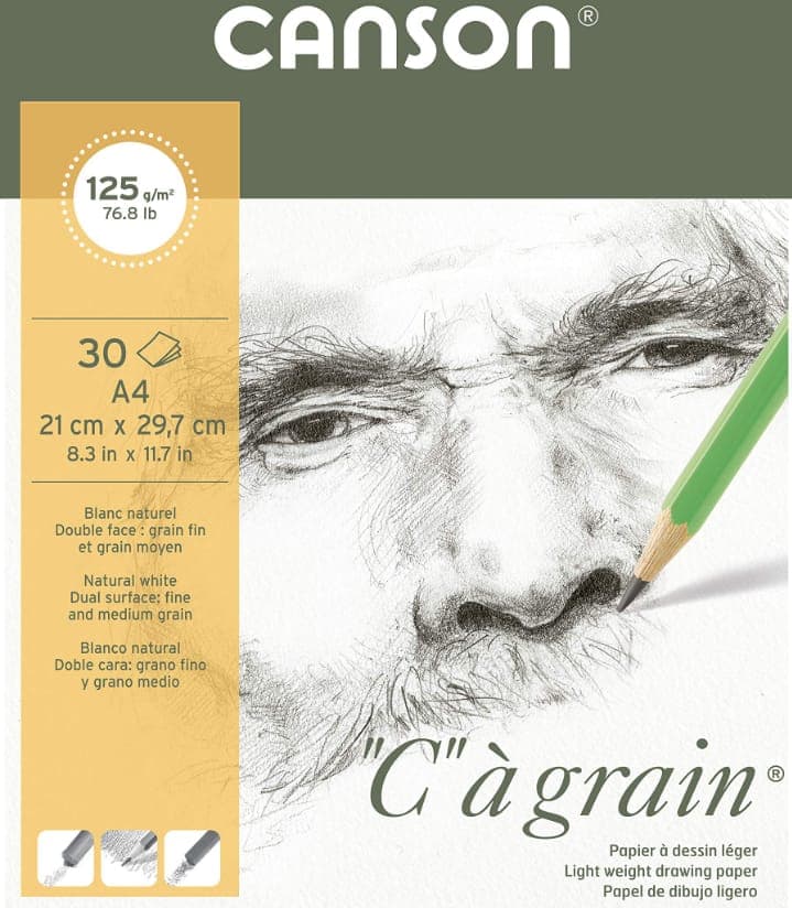 Canson "C" "a' Grain Sheet -125gsm, A4 ( 21 x 29.7cm) 10 Sheet