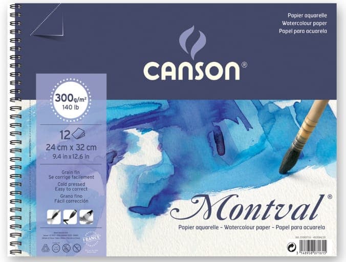 Canson Montval Albums-Spiral Bound on Short Side Cold Press (300gsm; Size- 24x32cm) 12sheets