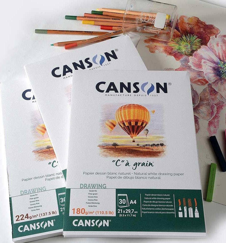 Canson C a Grain Pads- Short Side Glued,180gsm, A4 (21 x 29.7cm) 30 Sheets