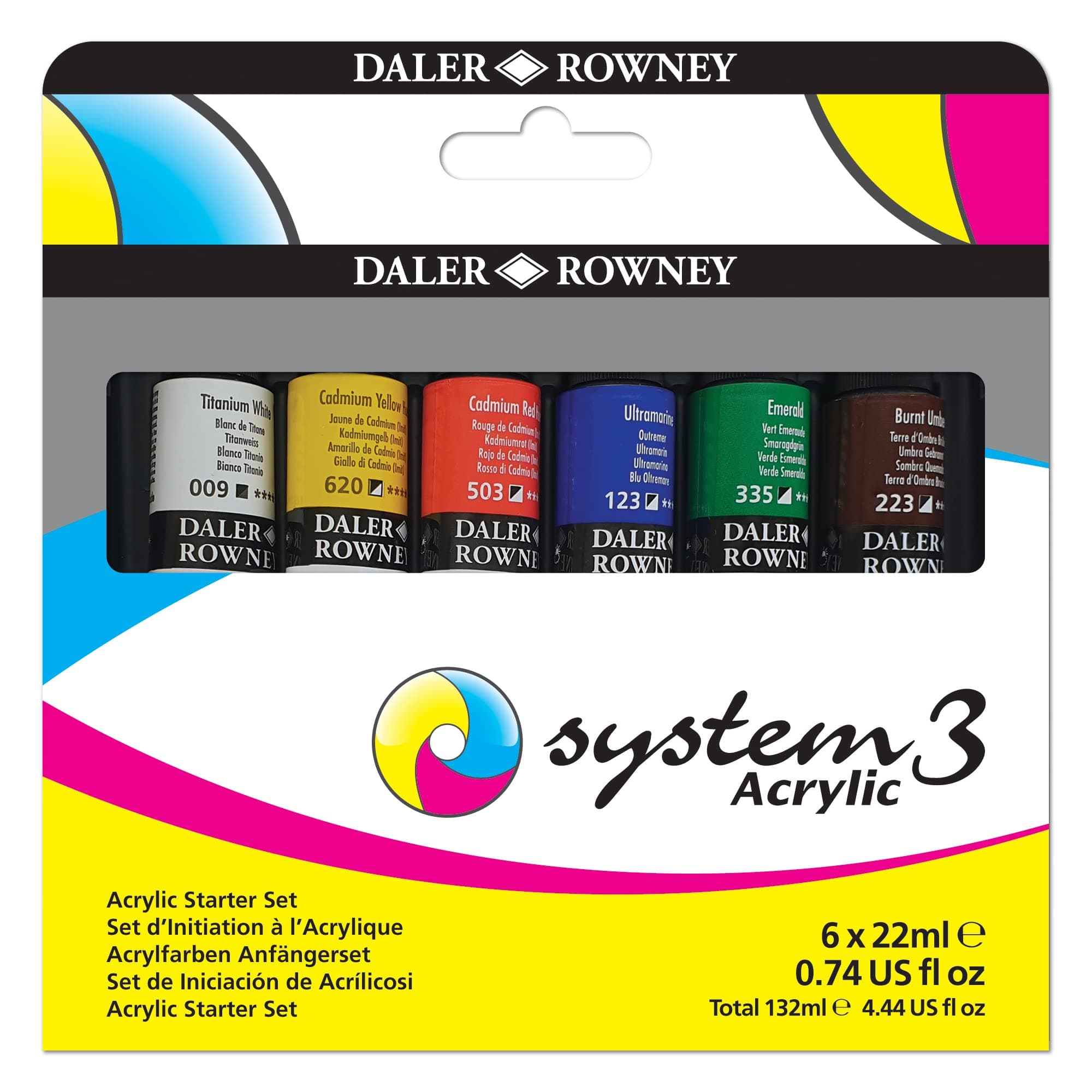 Daler Rowney System 3 - Acrylic Colour Starter Kit 6 x 22 ml (129100005)