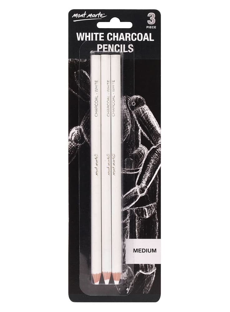 Mont Marte White Charcoal Pencils Pack Of 3