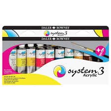 Daler Rowney System3 Acrylic Paint 37ml Studio Set 10X 37ml Tube