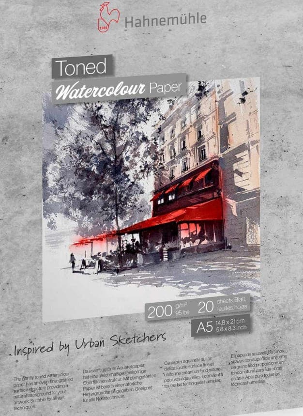 Hahnemuhle  Toned Watercolor Pad Grey (200gsm, A5, 20 Sheets)