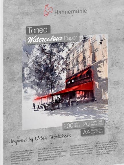 Hahnemuhle Toned Watercolor Pad Grey (200gsm, A4, 20 Sheets)