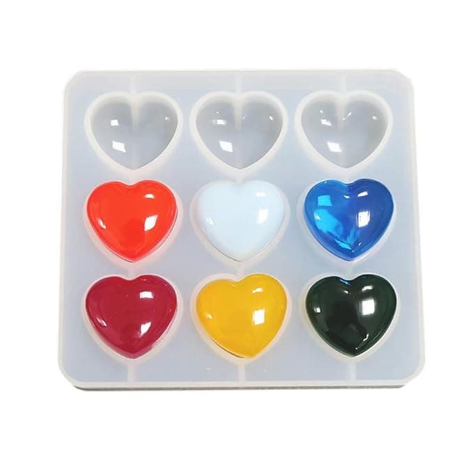 Art Shark Heart Shape Silicone Mold for Epoxy Resin, Keychain Charms, Jewelry Pendant 9 Pcs